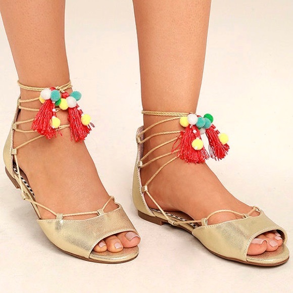 Betsey Johnson Shoes - Betsey Johnson Abree Gold Lace Up Flats